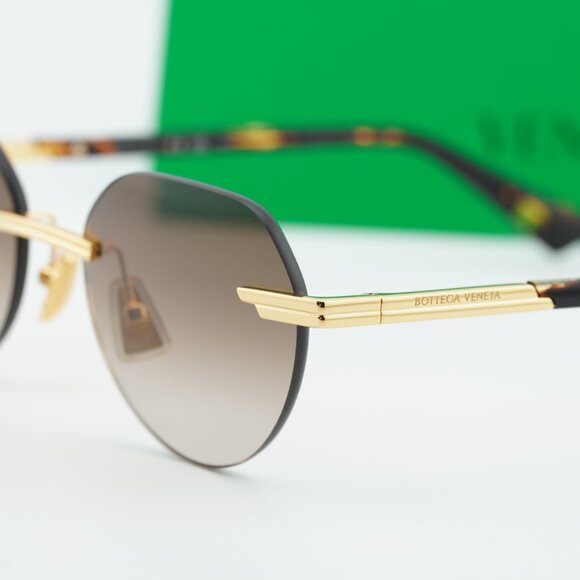 Bottega Veneta BV1379S 003 Square Sunglasses - Shiny Gold\\Gradient Brown